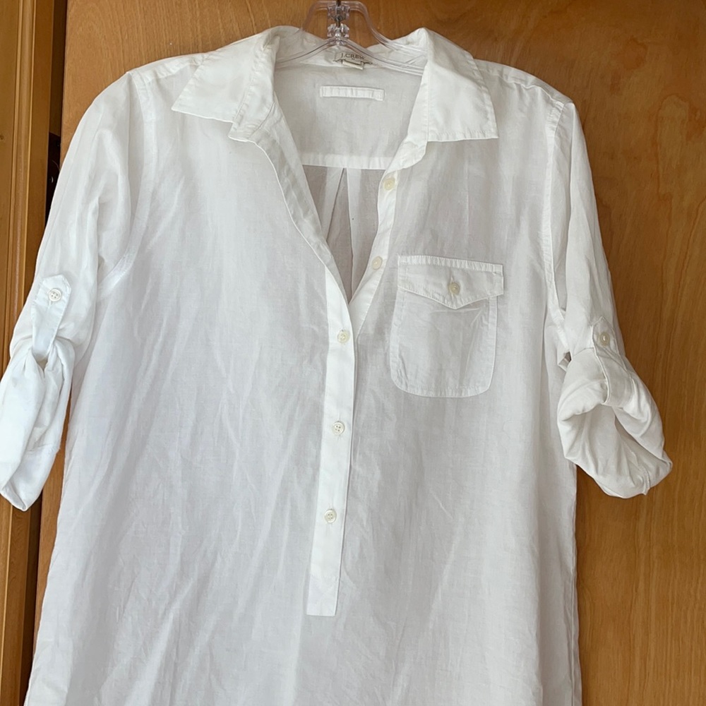 BARELY WORN white jcrew 3/4 button down